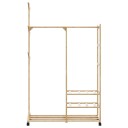 Klesstativ med hyller og hjul 100x38x175,5 cm bambus 8721102643026