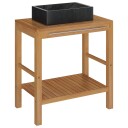  Baderomshylle heltre teak med vask marmor svart