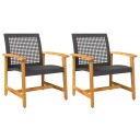  Hagestoler 2 stk svart polyrotting og akasie 367595