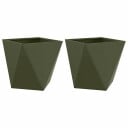 vidaXL Plantekassed 2 pcs Olivengrønn 50 x 50 x 50 cm Stål