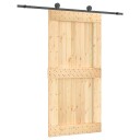 vidaXL Skyvedør Naturlig og svart 100 x 210 cm Massiv Furu Tre