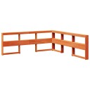 Bokhylle sengegavl L-formet voksbrun 200 cm heltre furu 8721158637291