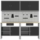  Arbeidsbenksett med skuff 8 deler Svart/Grå
