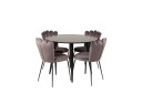 Venture Home Plaza Spisegruppe 100 cm Rund med 4 Limhamn stoler Sort