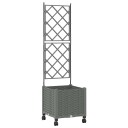 vidaXL Hageplanter med espalier og hjul Lysegrå 40 x 40 x 149 cm PP