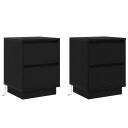 sengebord med LED lys 2 stk svart 39x34,5x50 cm