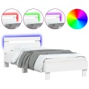 vidaXL Sengeramme med hodegavl og LED-lys hvit 75x190 cm 8721012241008