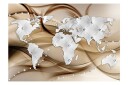Fototapet World Map White & Diamonds 100x70 - Finnes i flere størrelser