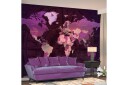 Fototapet Purple World Map 100x70 - Finnes i flere størrelser