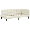  Hjørnesengramme med hodegjerde Krem 100 cm x 200 cm Fløyel