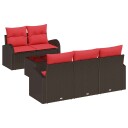 vidaXL Hagesofa Set 6 stk. 5 Antall seter Beige og Rød polyrotting
