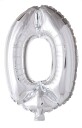 Folie ballong Sølv 102 cm - Tallet 0