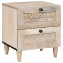  Nattbord med skuff 2 pcs Beige 40 x 33 x 46 cm heltre mango