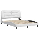  Sengeramme med LED-lys hvit 140x190 cm kunstig lær 8721012356436