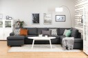 Crazy 5 seters Høyrevendt U formet X Large Sofa med Divan og Sjeselong i Stoff   Mørk grå