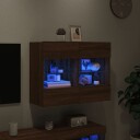 vidaXL Vegghengt TV-benk med LED-lys brun eik 78,5x30x60,5 cm 8721012256897