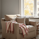 Tepper   Ullmixpledd   Beatriz Stripe rød/hvit Størrelse: 130 x 170 cm