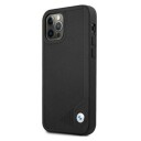 BMW Lærdeksel for iPhone 12/12 Pro 6,1" med Preget Mønster - Svart