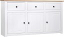 vidaXL Skjenk hvit 135x40x80 cm heltre furu Panama Range