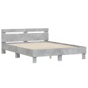 vidaXL Sengeramme med hodegavl betonggrå 140x200 cm konstruert tre 8721012246409