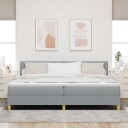  Box Spring Seng med Madrass & LED Lysegrå 200x200 cm Stoff