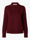 Selected Slwthea Ls Knit Merino Collar Neck Noos   Burgundy   XL