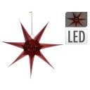 Adventsstjerne - Julestjerne For Vindu I Papp Med Batteridrift Led-Lys - 60cm Rød