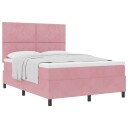 Boksfjæring Seng med Madrass Rosa 140x190 cm Fløyel