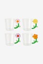Ellos Home   Krus av glass Daisy 4 pakning   Flerfarget