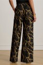 Lauren Ralph Lauren Belting Print Crepe Wide Leg Pant   Black   M
