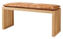 Cinas Rib Benk, Bambus med Lysebrun skinn pute, B: 104cm 1746358-01-0 1746505-02-0