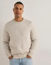 Selected Men Slhrai Ls Knit Crew Neck Strikkegensere Beige