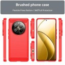 Realme 12 Pro/12 Pro+ Børstet TPU Deksel Karbonfiber Rød