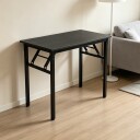 Sammenleggbart bord 80×40×75 cm / skrivebord med stålramme / monteringsfritt databord – Svart