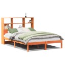  Seng med bokhylle uten madrass voksbrun 150x200 cm heltre furu 8721158603937