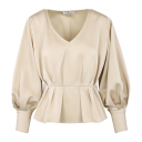 Mariella LS Blouse Bleached Sand XL Satin blouse with V-neck
