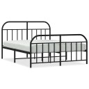 vidaXL Sengeramme i metall med hode- og fotgavl svart 135x190 cm