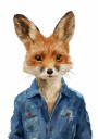 Stylish Fox In Denim Jacket Plakat / 40x50