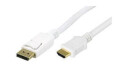 DisplayPort til HDMI kabel 2m (hvit)