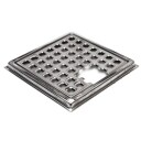 H.F. Hansen 136x136 mm Gulvsluk Rist med Ø32 mm Utskjæring i Stål