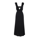 Cecilia Dress Black L Open back frill maxi dress