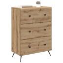vidaXL Skuffeskap Artisan eik 66 x 34,5 x 90 cm Konstruert tre