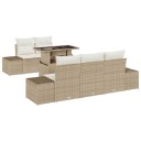  6-delt hagesofa-sett med puter i beige poly-rattan