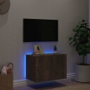vidaXL Vegghengt TV-benk med LED røkt eik 60x35x41 cm 8721012258945