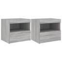  Nattbord med LED 2 stk grå sonoma 50x40x45 cm 8721012253582
