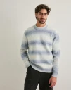 Selected Men Slhmivo Ls Relaxed Space Dyed Crew Strikkegensere Blå
