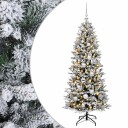 vidaXL Kunstig juletre med julekuler 150 cm 150 LED-lys Varmhvit