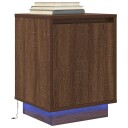  Nattbord med LED brun eik 38x34x50 cm 8721158701961