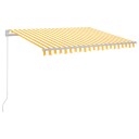 vidaXL Manuell uttrekkbar markise med LED 300x250 cm gul og hvit