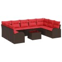 vidaXL Sofa sett 10 stk. Brun [Syntetisk]: Poly Rattan